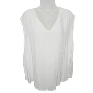 Plus Size 18/20W White Lightweight Boho Blouse Crochet Back Top Casual Chic